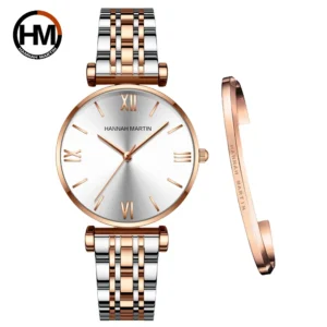 HANNAH MARTIN™ Elegant Women’s Watch – Stainless Steel Rose Gold Bracelet