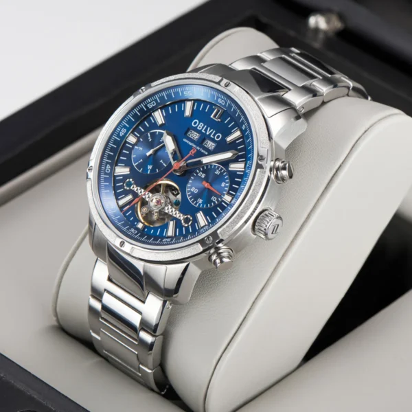 OBLVLO™ Tourbillon Automatic – Sapphire Skeleton Watch with Calendar & Week Display - Image 2