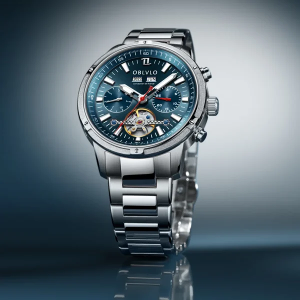 OBLVLO™ Tourbillon Automatic – Sapphire Skeleton Watch with Calendar & Week Display - Image 3