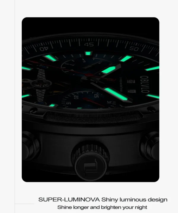 OBLVLO™ Tourbillon Automatic – Sapphire Skeleton Watch with Calendar & Week Display - Image 17