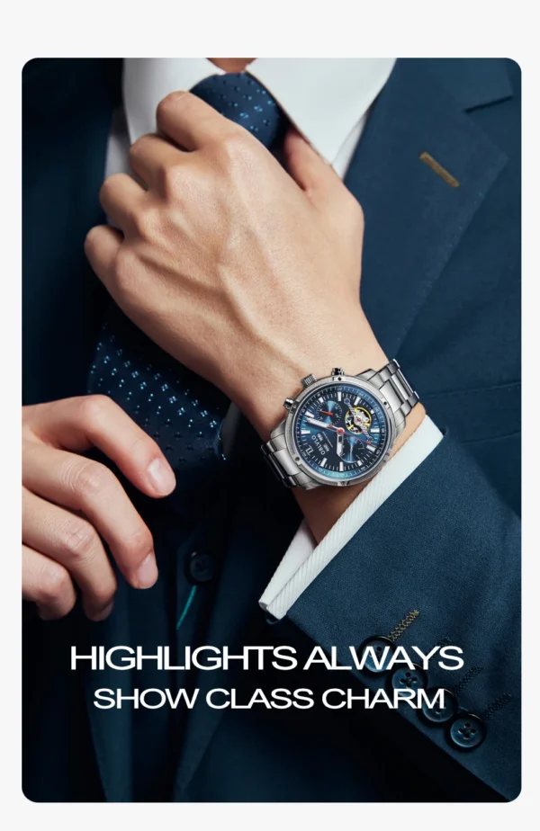 OBLVLO™ Tourbillon Automatic – Sapphire Skeleton Watch with Calendar & Week Display - Image 14