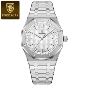 POEDAGAR™ Quartz Business Watch – Stainless Steel Square Dial