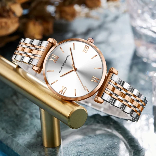 HANNAH MARTIN™ Elegant Women’s Watch – Stainless Steel Rose Gold Bracelet - Image 4