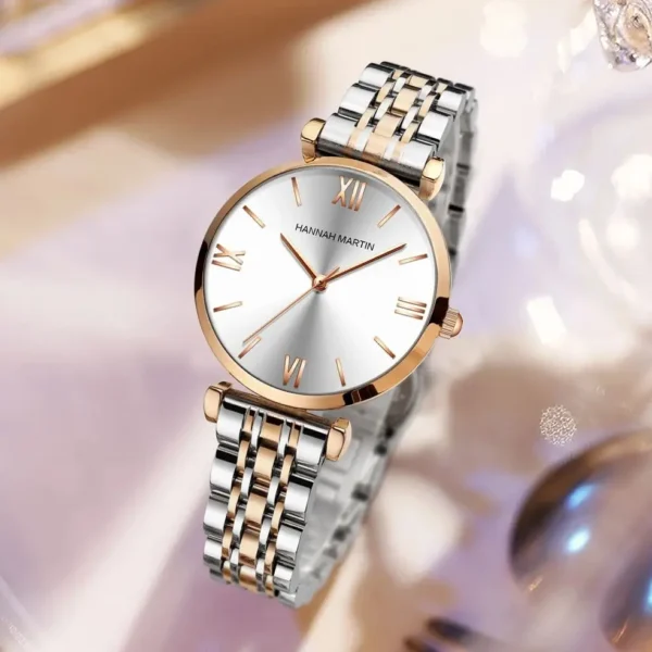 HANNAH MARTIN™ Elegant Women’s Watch – Stainless Steel Rose Gold Bracelet - Image 2