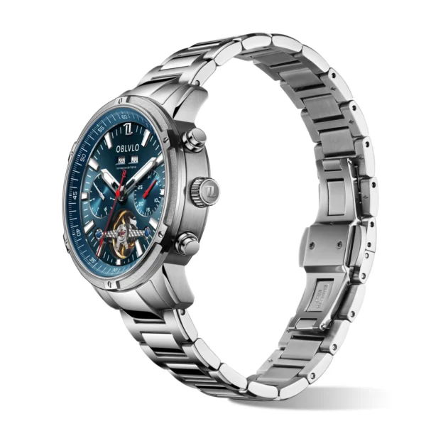 OBLVLO™ Tourbillon Automatic Chronograph – Stainless Steel Skeleton Watch - Image 4