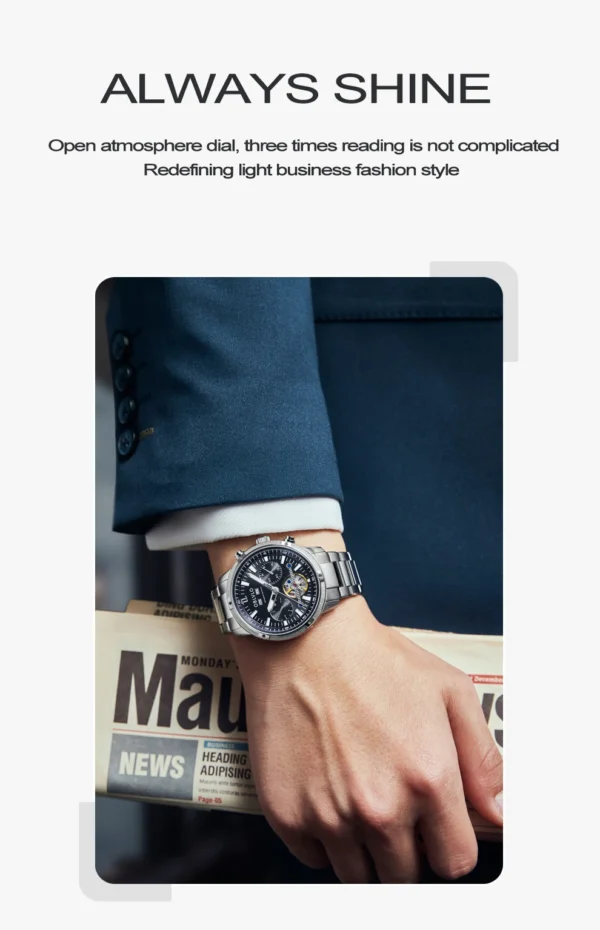 OBLVLO™ Tourbillon Automatic Chronograph – Stainless Steel Skeleton Watch - Image 12